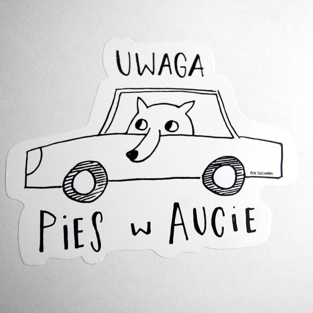 Naklejka "Uwaga! Pies w aucie"