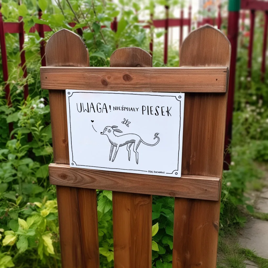 Tabliczka "Uwaga! Nieśmiały piesek"
